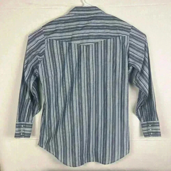 Ely Cattleman Pearl Snap Western Shirt Men XLT Tall Man Striped Blue Rodeo - Picture 7 of 9